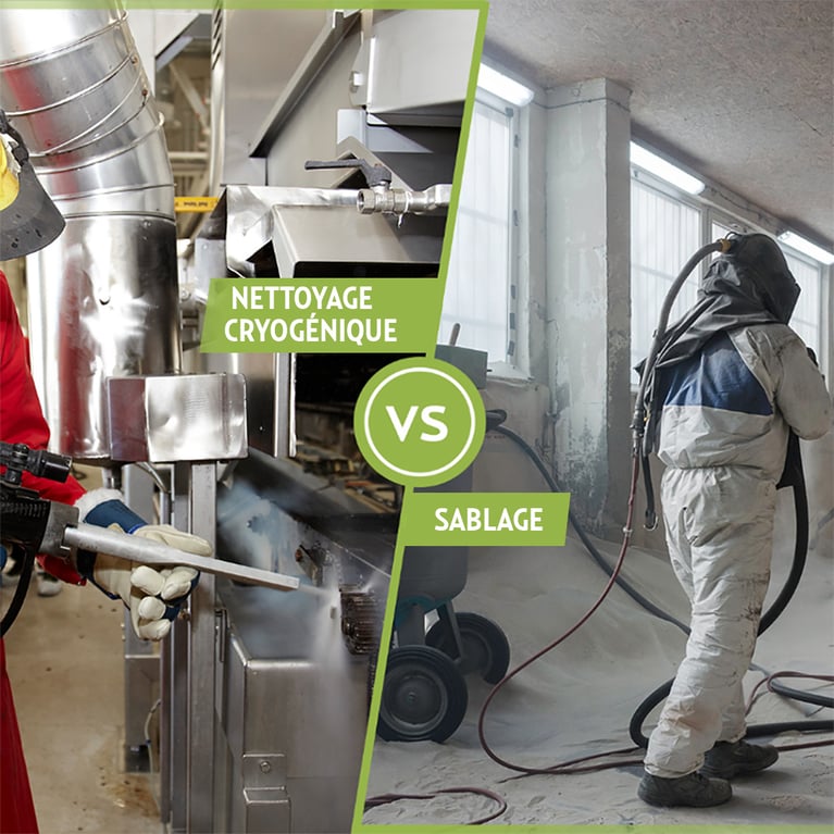 Comparaison nettoyage cryogénique industriel / nettoyage à l'abrasif